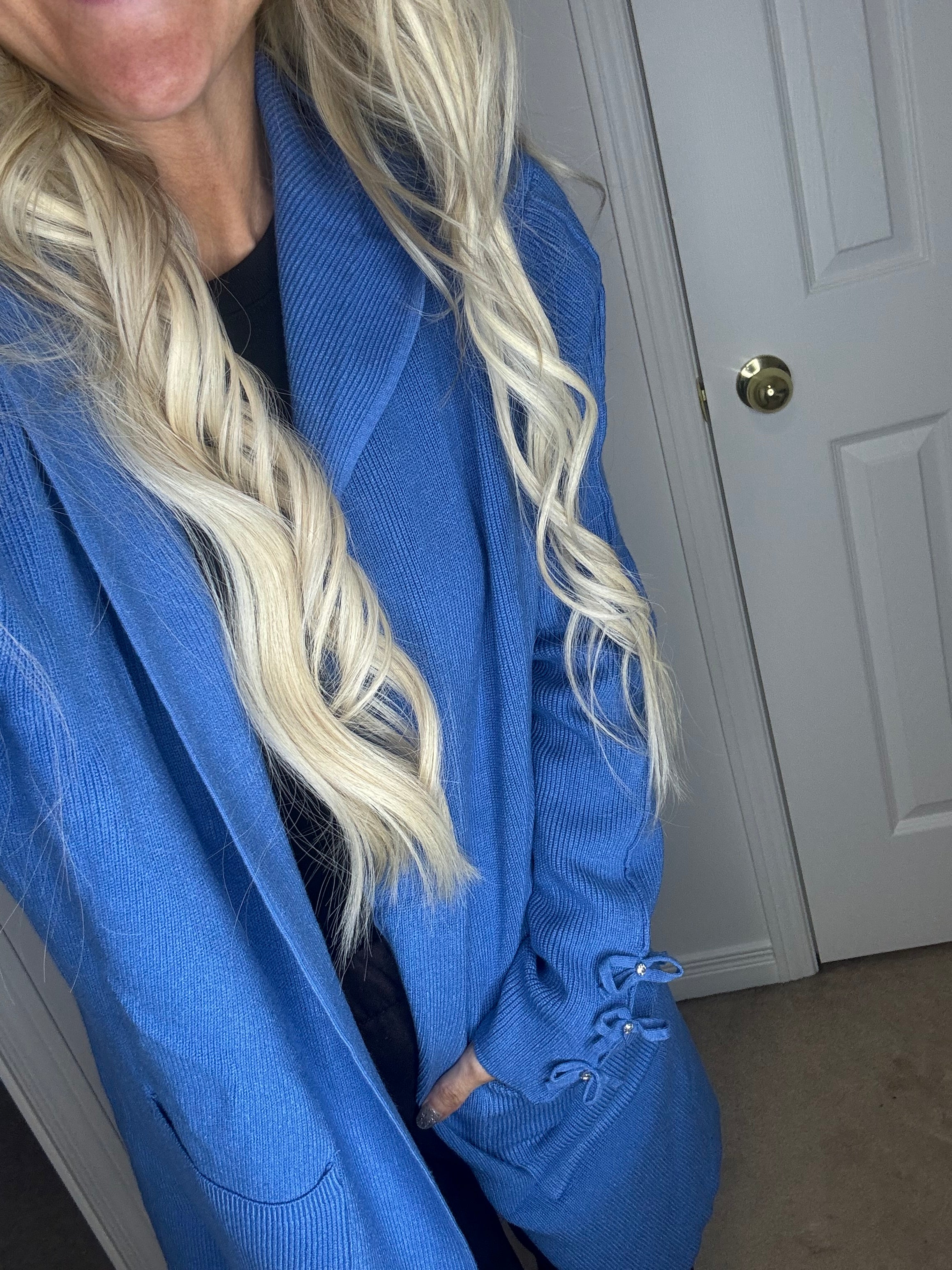 Sweet Trinity Blue Sparkle Details Cardigan